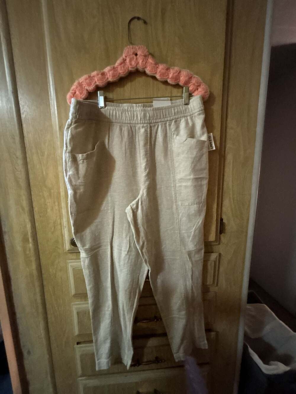 Old Navy Women's High Rise Straight Taper Linen Blend Pants Size L
